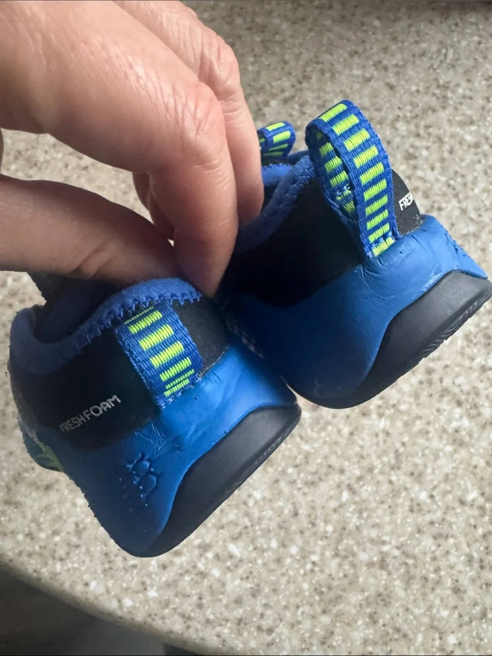 New Balance Kids Slip-On Sneakers in Gray and Blue